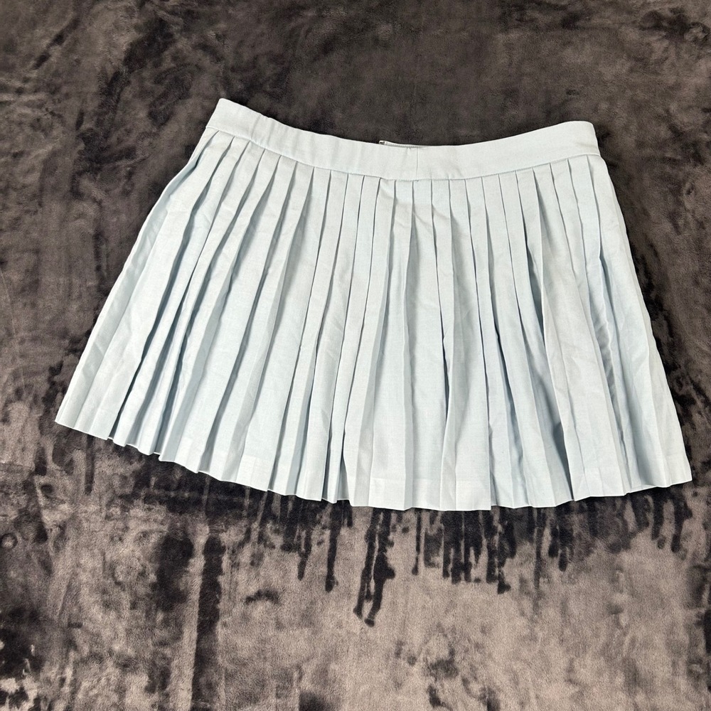 Abercrombie & Fitch Pleated Mini Skirt Womens Large Blue‎ Preppy Schoolgirl